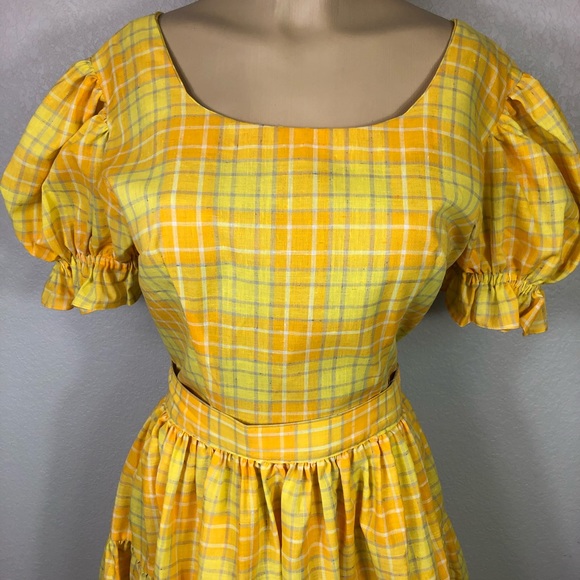 Vintage Plaid Two-Piece Matching Top & Skirt Set - Picture 2 of 13